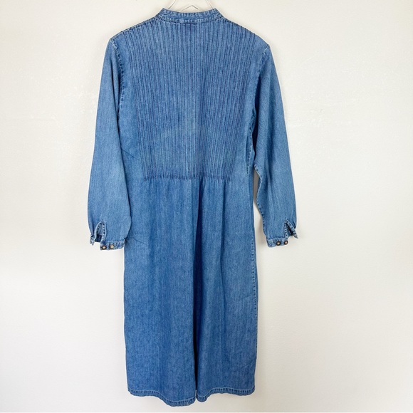LL. Bean Vintage Denim Jean Maxi Dress Long Sleeve Button Down Size 12 Amish - Picture 11 of 11